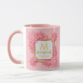 Mug Monogramme floral rose I Initiale et nom personnal (Gauche)