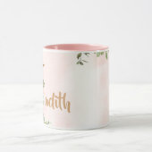 Mug monogramme floral rose J aquarelle avec nom (Centre)