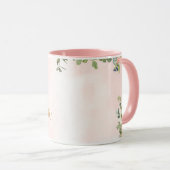 Mug monogramme floral rose L aquarelle avec nom (Devant droit)