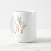 Mug Monogramme Floral Vert (Devant gauche)