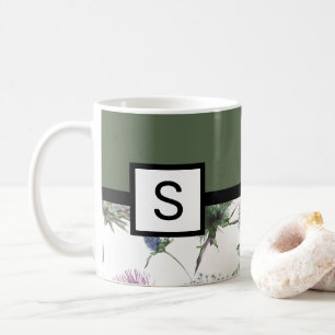 Mug Monogramme floral vert Sage