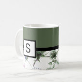 Mug Monogramme floral vert Sage (Devant gauche)