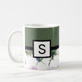 Mug Monogramme floral vert Sage (Gauche)