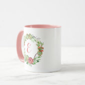 Mug Monogramme floral vintage du Succulent | de (Devant gauche)