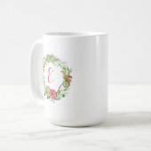 Mug Monogramme floral vintage du Succulent | de (Devant gauche)