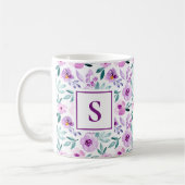 Mug Monogramme floral violet girly mignon (Gauche)