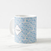 Mug Monogramme Flore rétro Berry Bleu Art Déco (Devant gauche)
