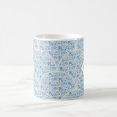 Mug Monogramme Flore rétro Berry Bleu Art Déco (Centre)