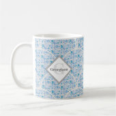 Mug Monogramme Flore rétro Berry Bleu Art Déco (Gauche)