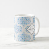 Mug Monogramme Flore rétro Berry Blues Mid Ogee (Devant droit)