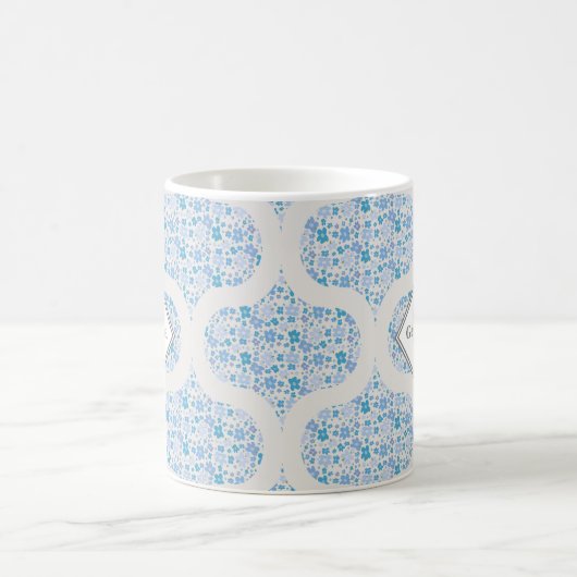 Mug Monogramme Flore rétro Berry Blues Mid Ogee (Centre)