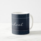 Mug Monogramme foncé chic de coutume de bleu marine (Devant droit)