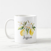 Mug Monogramme Fruits de citron Fleurs blanches Branch (Gauche)
