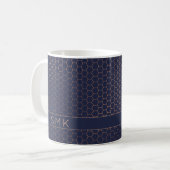 Mug Monogramme géométrique bleu marine Rose moderne (Devant gauche)