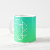 Mug Monogramme géométrique cool | Ombre Vert bleu et c (Devant gauche)