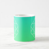 Mug Monogramme géométrique cool | Ombre Vert bleu et c (Centre)