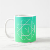 Mug Monogramme géométrique cool | Ombre Vert bleu et c (Gauche)