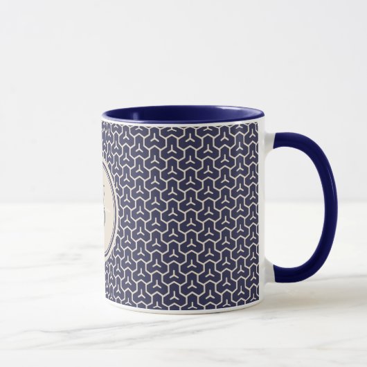 Mug Monogramme géométrique de motif d'abrégé sur chic (Droite)