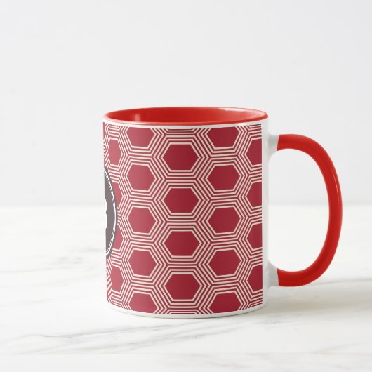 Mug Monogramme géométrique de motifs de nid d'abeilles (Droite)