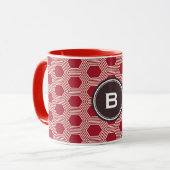 Mug Monogramme géométrique de motifs de nid d'abeilles (Devant gauche)
