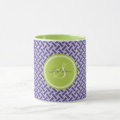 Mug Monogramme géométrique en arête de poisson pourpre (Centre)