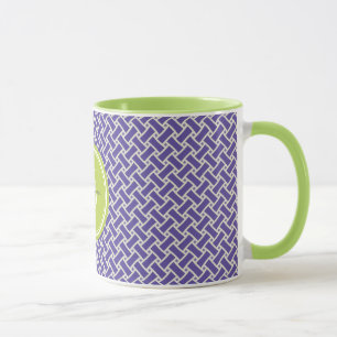 Mug Monogramme géométrique en arête de poisson pourpre