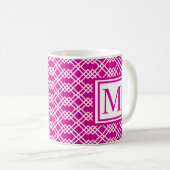 Mug Monogramme géométrique moderne en latex rose framb (Devant droit)