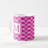 Mug Monogramme géométrique moderne en latex rose framb (Devant gauche)