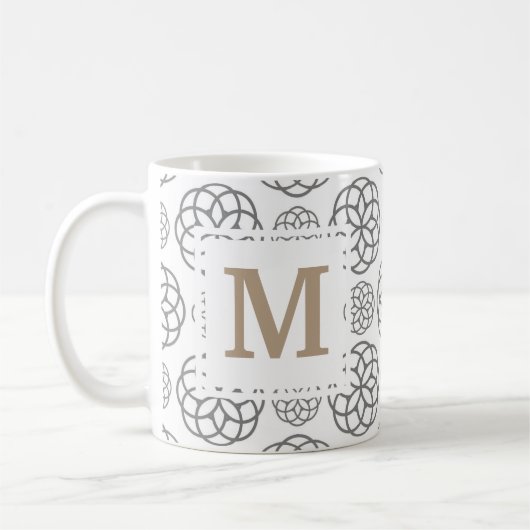 Mug Monogramme Géométrique Motif Gris Or Personnalisé (Gauche)