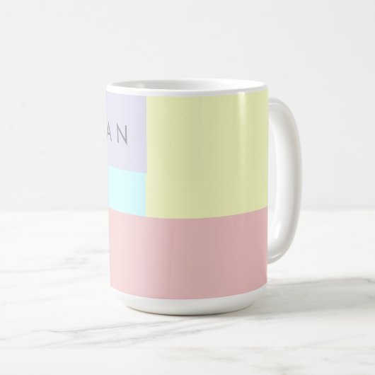 Mug monogramme géométrique pastel moderne (Devant droit)