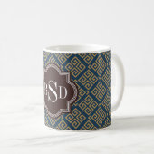 Mug Monogramme géométrique principal grec brun chic de (Devant droit)