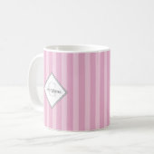 Mug Monogramme Géométrique rose et rayures de fleurs d (Devant gauche)