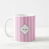 Mug Monogramme Géométrique rose et rayures de fleurs d (Gauche)