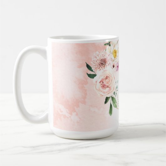 Mug Monogramme géométrique rose flush or (Gauche)