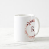 Mug Monogramme géométrique rose or (Devant droit)
