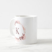 Mug Monogramme géométrique rose or (Devant gauche)