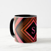 Mug Monogramme géométrique rose rustique Carré moderne (Devant gauche)