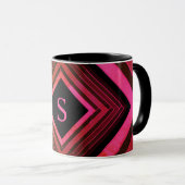 Mug Monogramme géométrique rose rustique moderne (Devant droit)