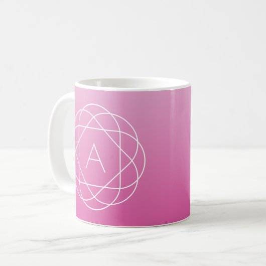 Mug Monogramme géométrique semblable à une fleur | Omb (Devant gauche)