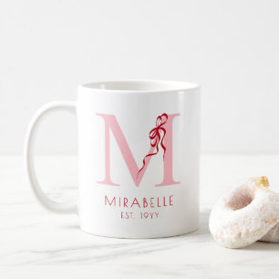 Mug Monogramme girly chic rose initiale moderne