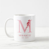 Mug Monogramme girly chic rose initiale moderne (Gauche)