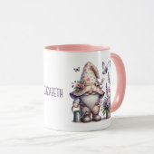 Mug Monogramme Gnome Purple Fleurs roses Papillons (Devant droit)