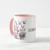 Mug Monogramme Gnome Purple Fleurs roses Papillons (Devant gauche)