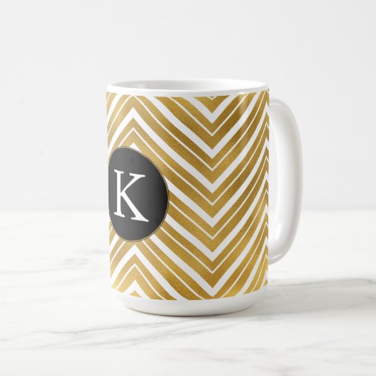 Mug Monogramme Gold Chevron (Devant droit)