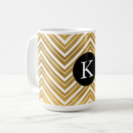 Mug Monogramme Gold Chevron (Devant gauche)