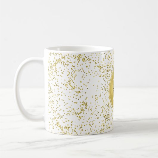 Mug Monogramme Gold Glitz Confetti (Gauche)
