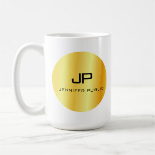 Mug Monogramme Gold Look Personnalisé Modèle Élégant