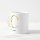 Mug Monogramme Gold Sunflower Girl Floral Initial C (Devant gauche)