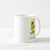 Mug Monogramme Gold Tournesol Floral Initiale I (Devant droit)