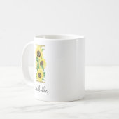 Mug Monogramme Gold Tournesol Floral Initiale I (Devant gauche)